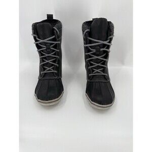 Women's Black Lace-Up Boots